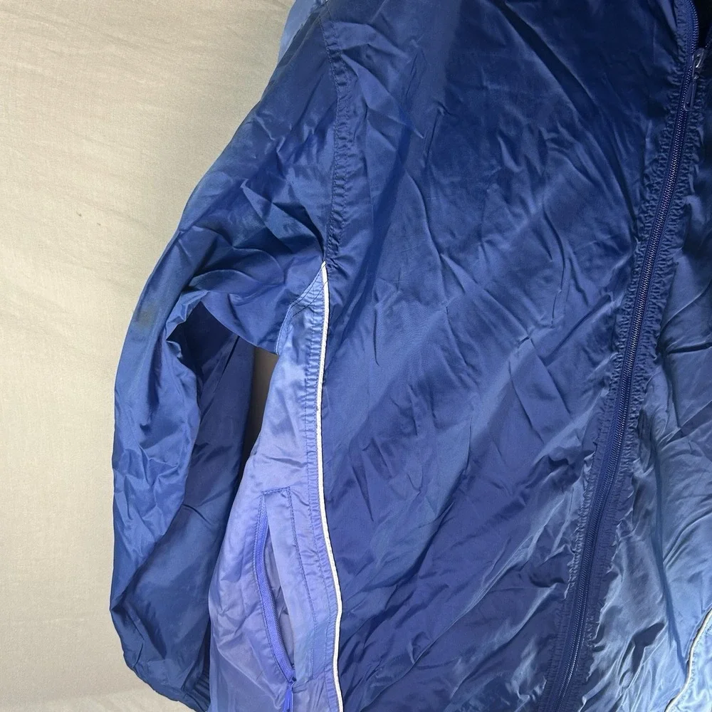 Vintage Nike Windbreaker Track Jacket‎ Blue Big Spellout Logo Youth Size M 8-10